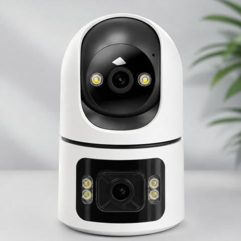Duel lens indoor PTZ camera