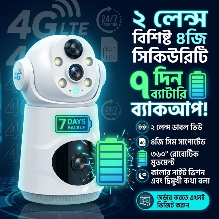 ডুয়াল লেন্স ১ PTZ আইপি ক্যামেরা ৭ দিনের ব্যাকআপ সুবিধাসহ, মোবাইল মনিটরিং ও স্মার্ট সিকিউরিটি ক্যামেরা – Digital Dokan।